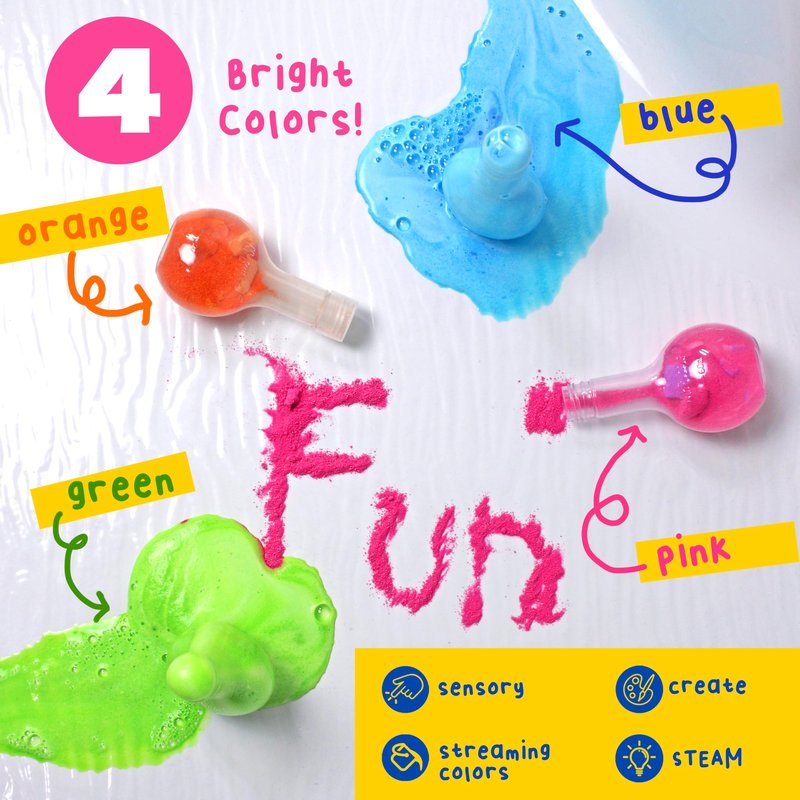 Mr. Bubble Kids Original Bath Bomb Potions - Colorful Fizzy Fun - Cool Foam and Bubble Science Beaker Bath Toys (Pack of 4)