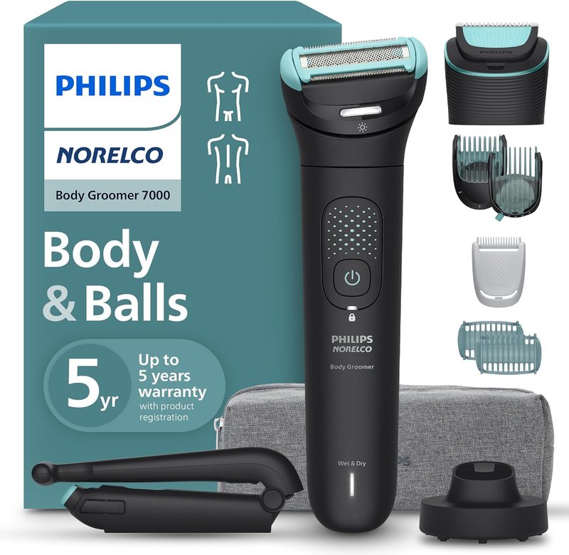 Philips Norelco Body Groomer - Waterproof Men's Full Body Trimmer with Travel Case & Flexing Head, BG7490/50