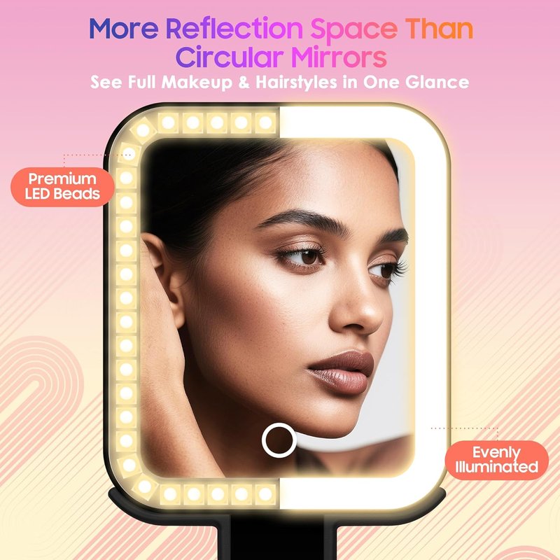 Magnifying Travel Mirror with Light - 30X/1X Double-Sided, Adjustable Brightness, Foldable Design for Makeup | Portable for Travel & Desktop Use