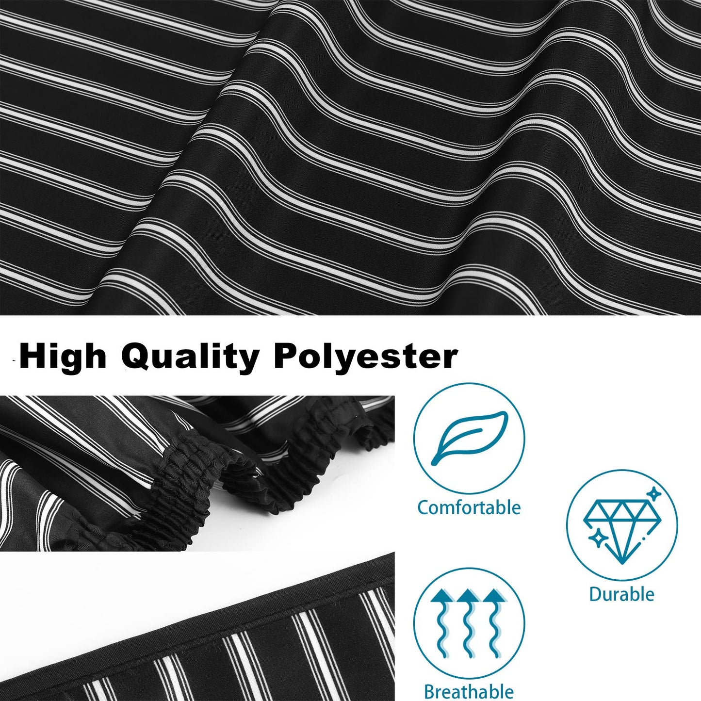 YELEGAI Professional Hair Cutting Cape with Neck Duster Brush, Large Size Salon Hairdresser Cape for Men, Women and Kids(Black With White Stripes)