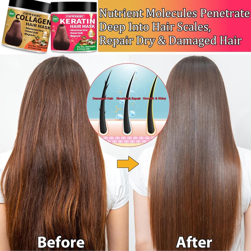 Collagen & Keratin Hair Mask - Deep Conditioner for Damaged Hair | Hydrating Argan Oil Treatment for All Hair Types