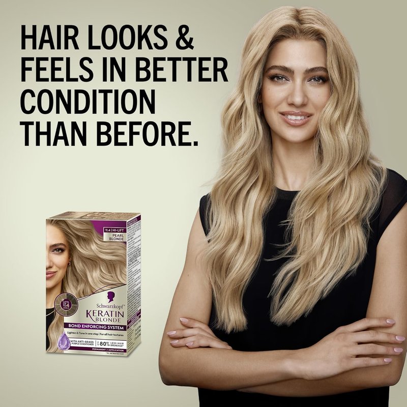Schwarzkopf Keratin Blonde Hair Dye - 11.4 High Lift Pearl Blonde | Professional Quality Permanent Color with Bond Enforcing System