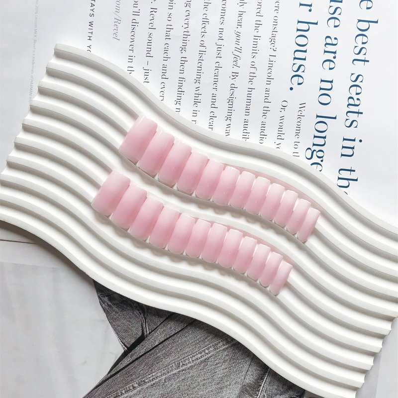 Ombre Pink Press-On Nails | Long Square Gradient French Tips - 24 Pcs Coffin Acrylic Set for Women