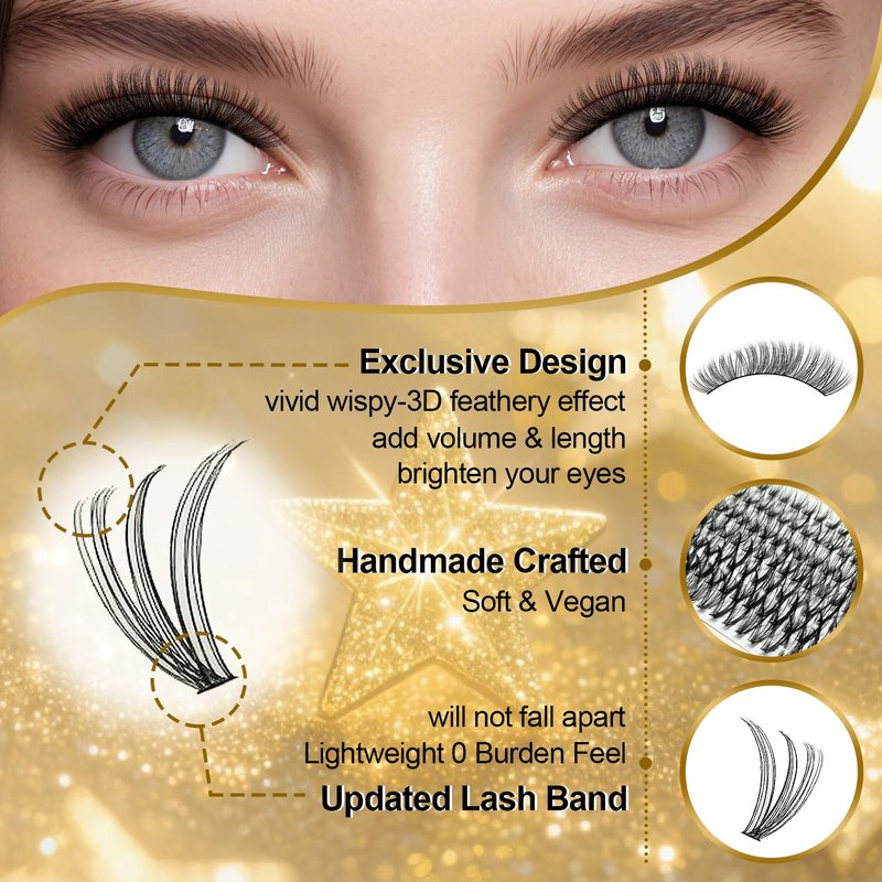 FEEGO Eyelash Extensions Kit Lash Clusters DIY Lash 280pcs 9-16mm Individual Lashes Clusters 20D 30D D Curl Eyelash Extension Kit Individual Lashes, Lash Bond, Seal Glue, Remover (2030D Charming Kit)