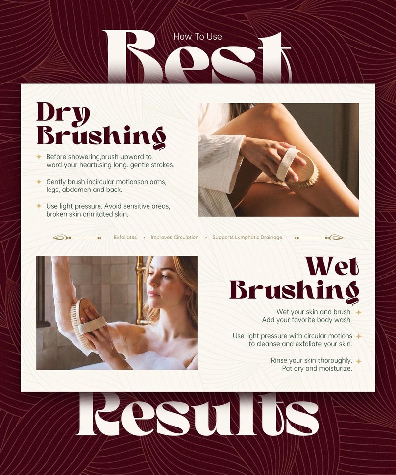 POPCHOSE Dry Brushing Body Brush, Natural Bristle Dry Skin Exfoliating Brush Body Scrub for Flawless Skin, Cellulite Reduction, Lymphatic Drainage and Blood Circulation Improvement
