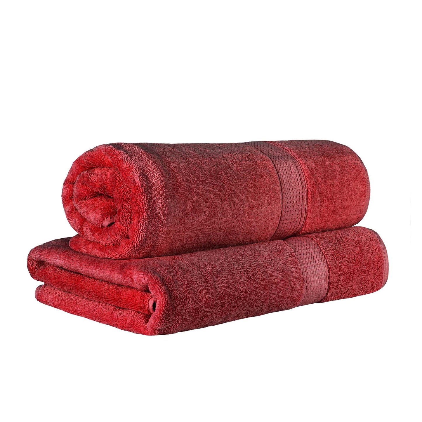 SUPERIOR Egyptian Cotton Pile Heavyweight Bath Sheet, 2 Piece Set, Red