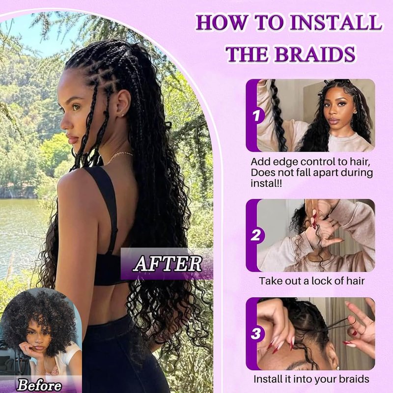 Skiennix Human Braiding Hair - Wet & Wavy Deep Wave Extensions | 110g Boho Chocolate Brown 16-Inch 3 Bundles