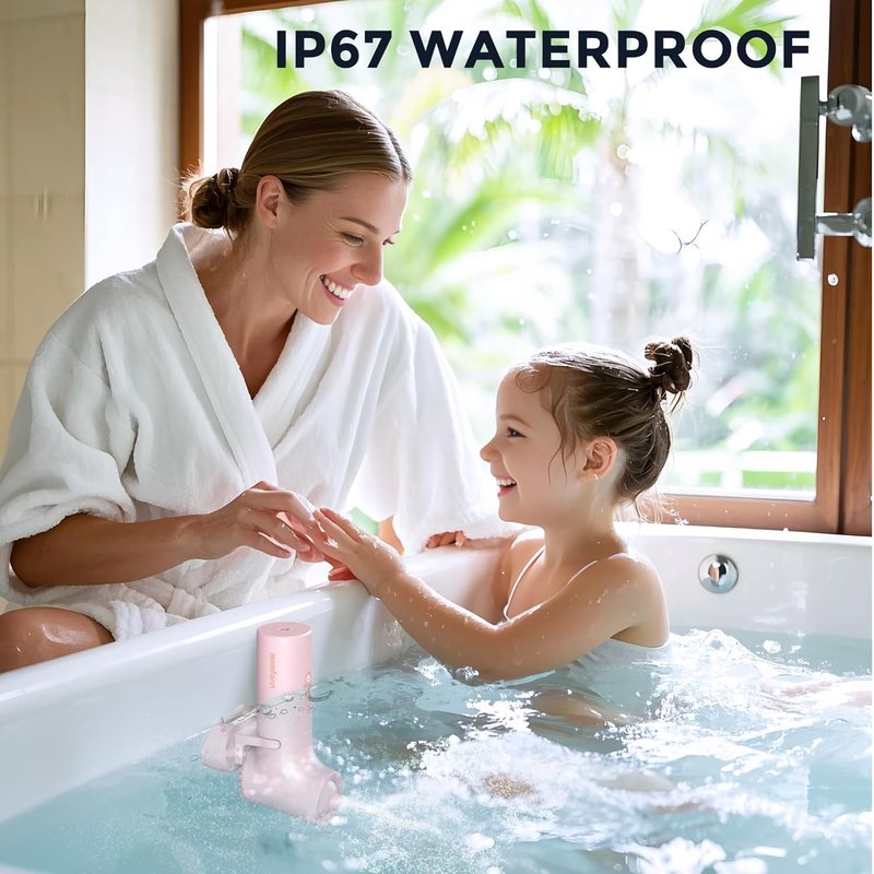 MOMFANN Bath Jet Spa - Cordless Portable Bubble Maker with 3-Level Adjustable Speed | Light Pink