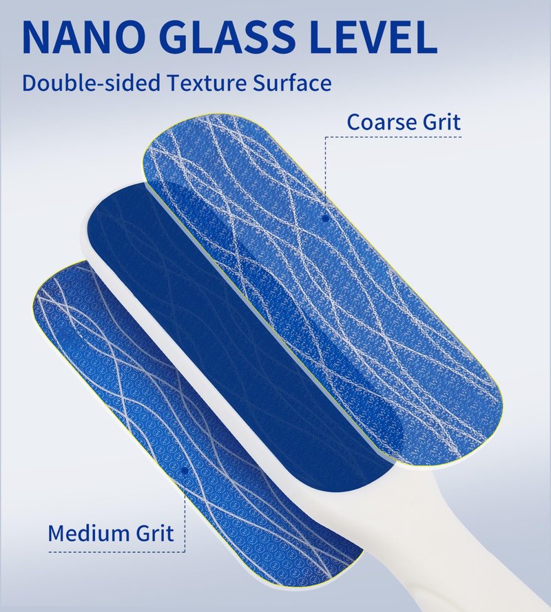 Nano Glass Foot File, Double-Sided Foot Callus Remover Feet Scrubber Hard & Dead Skin Hygienic Pedicure Tool in Shower Heel Scraper for Cracked Heels Smooth Feet Care Lima para Los pies (White)