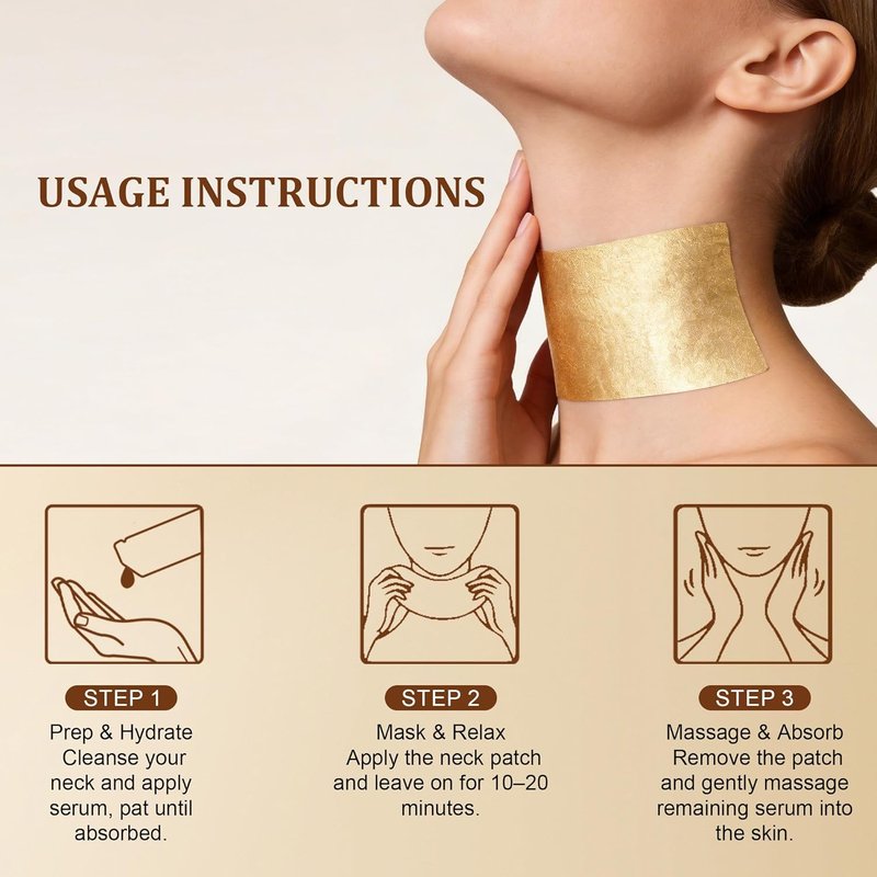 Collagen Neck Mask - Deep Hydration Neck Wrinkle Patches with 8 Peptides | Anti-Aging Firming Treatment