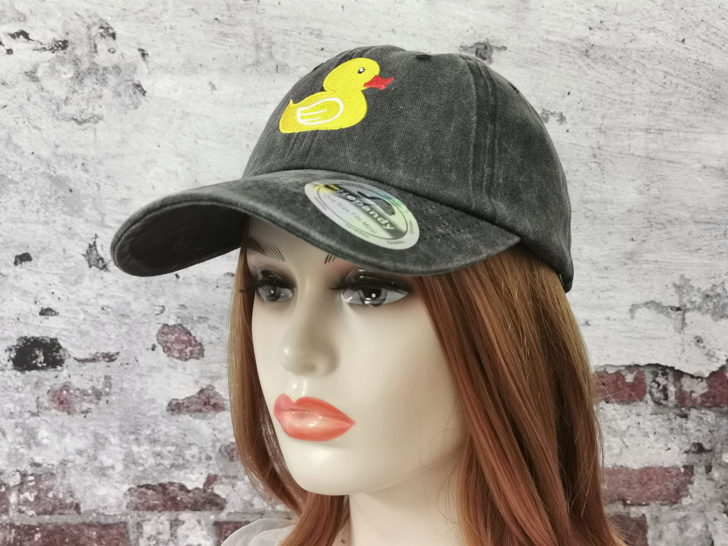 Hepandy Embroidered Yellow Duck Baseball Hat, Lover Gifts for Men Women, Washed Black Embroidery Adjustable Cap, Outdoor Snapback Hat Dad Hat