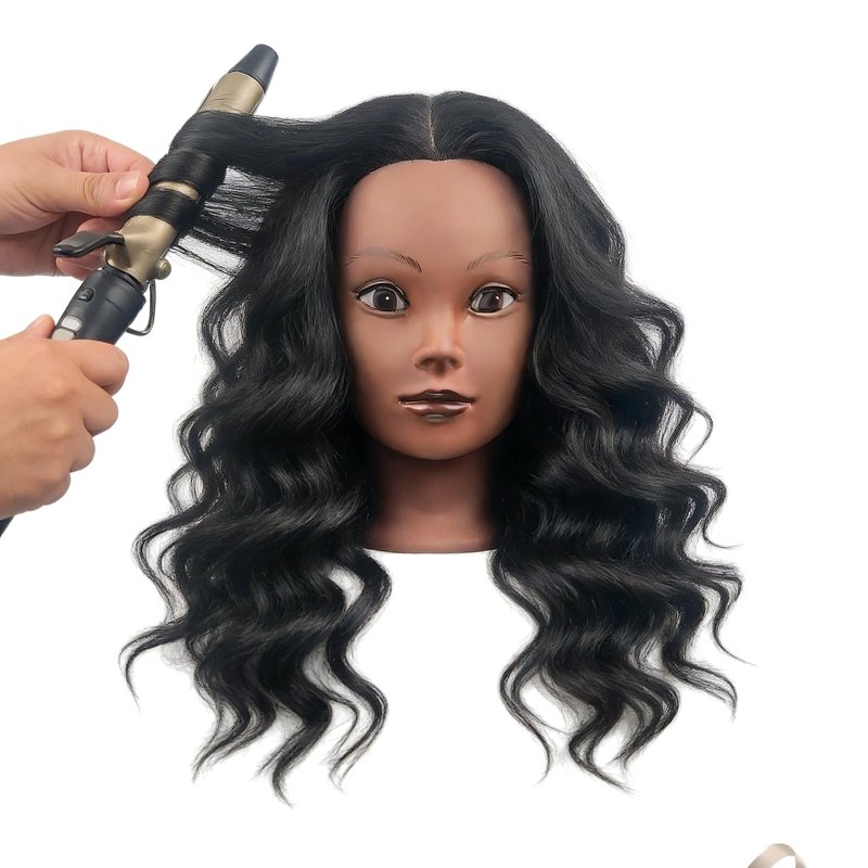 Czrleaty African Mannequin Head for Braiding, Black Mannequin Head with Hair - 21" Training Doll Head for Kids Hair Styling or Braiding Practice