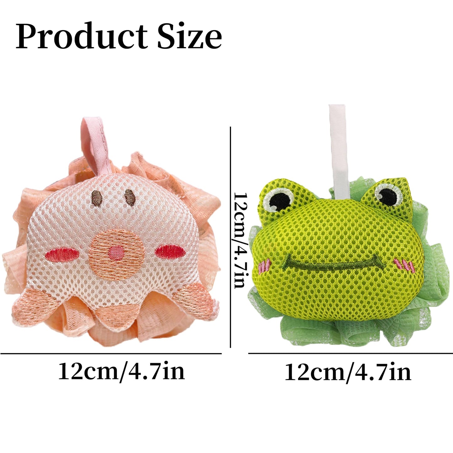 Shower Loofah Sponges for Kids,Frog and Octopus Shape Toddler Bath Exfoliating Body Scrubber Mesh Loofahs Sponge[2 Pack],Luffa Designed specifically for Babies, Women, Boys, and Girls