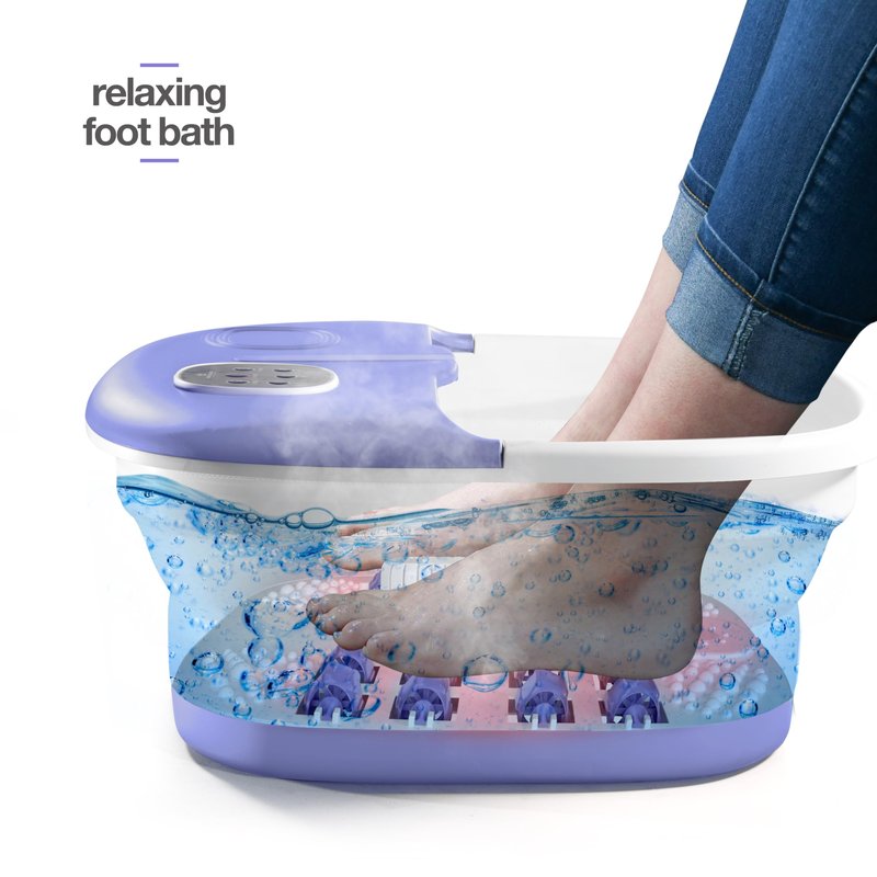Medical king Foot Spa with Heat and Massage and Jets Includes A Remote Control A Pumice Stone Collapsible Foot Spa Massager with Heat and Massage Bubbles and Vibration