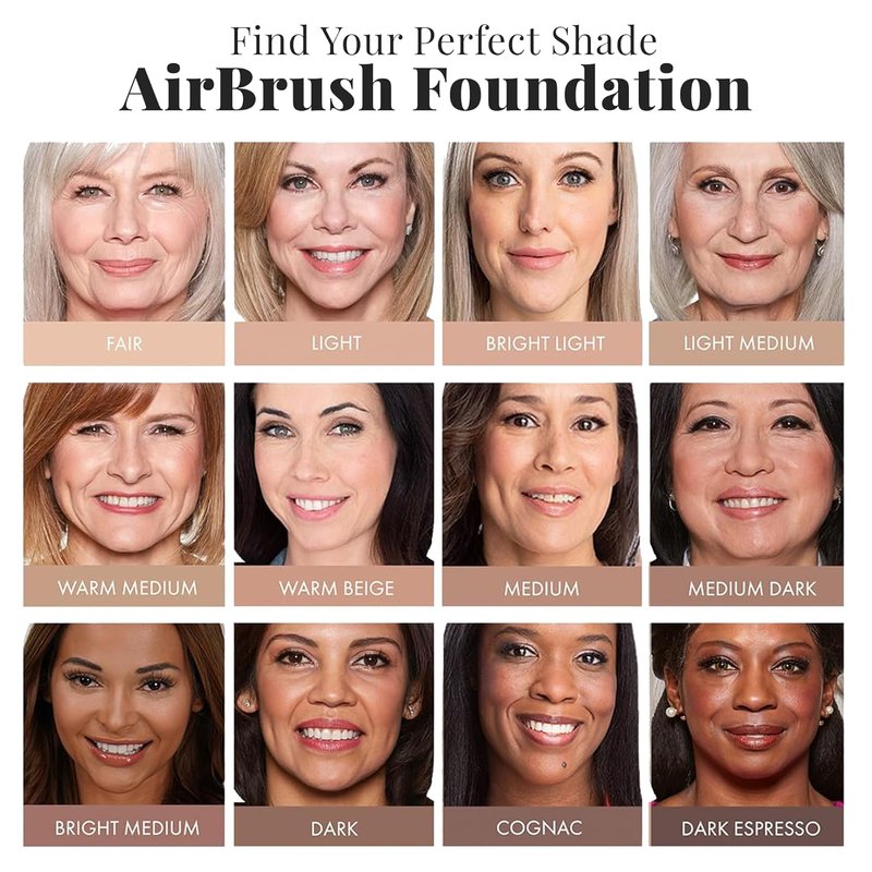 MagicMinerals AirBrush Foundation - 2-Piece Set with Kabuki Brush | Anti-Aging Spray Makeup for Radiant Skin - Fair