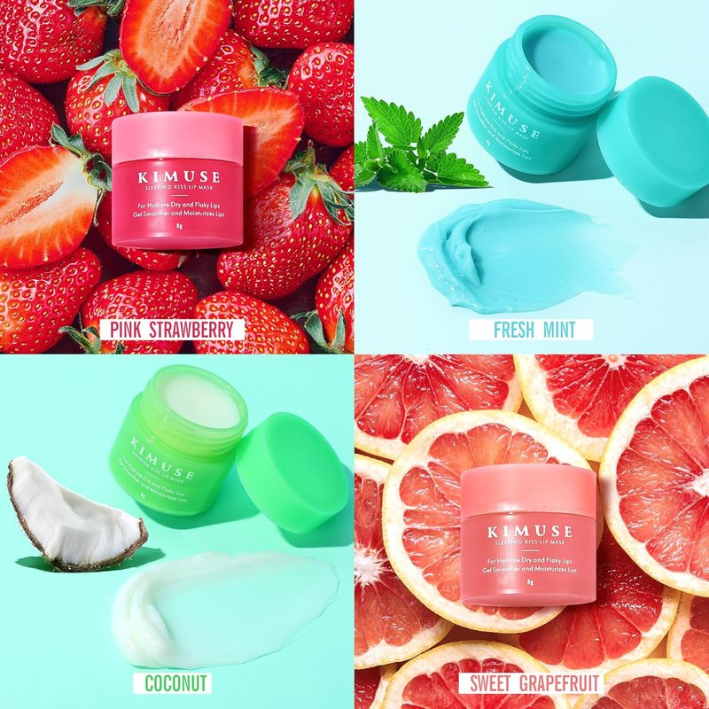 KIMUSE Lip Mask Set - 4PCS Overnight Treatment for Intense Hydration & Nourishment | Moisturizes Cracked Dry Lips