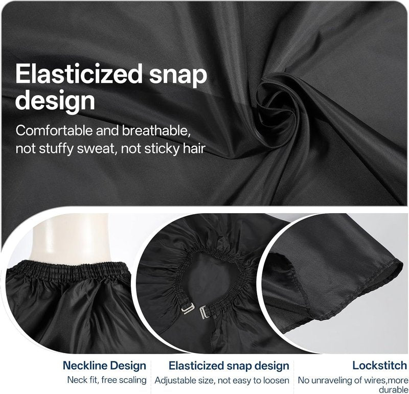 Professional Hair Cutting Capes - 10 Pcs Adjustable Waterproof Barber Capes for Adults | Black