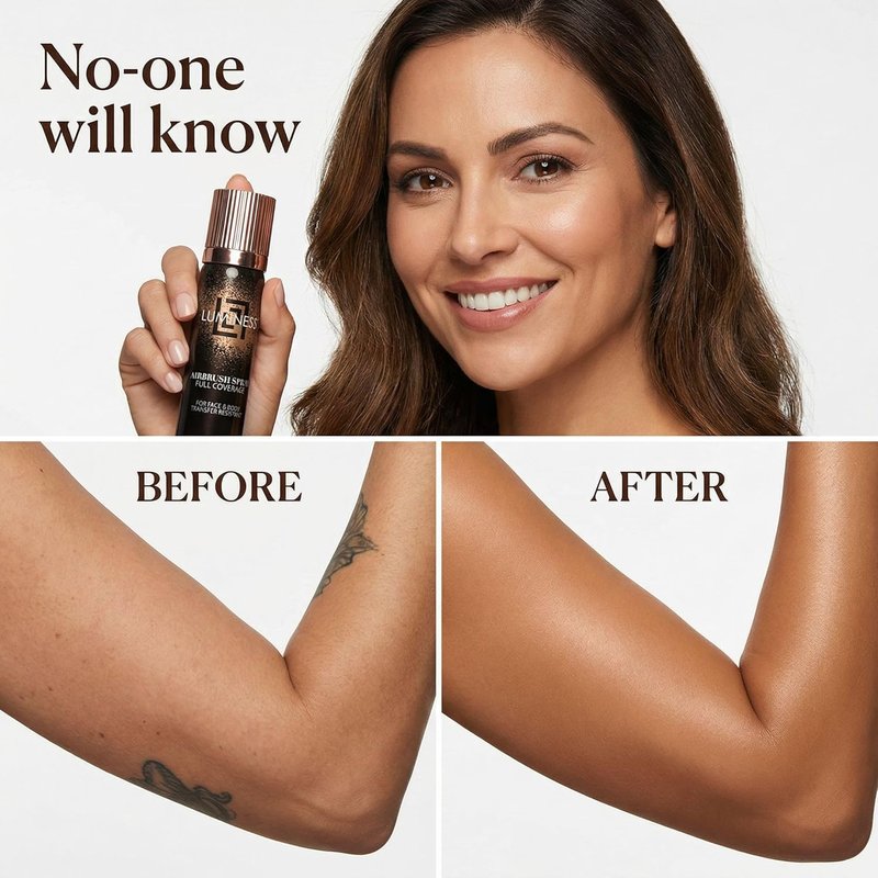 LUMINESS Airbrush Body Coverage - Waterproof Tattoo Concealer & Full Coverage Foundation | 1 fl oz