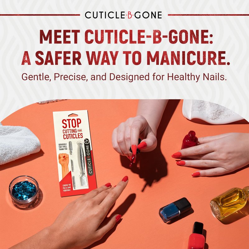 Cuticle-B-Gone Nail Care & Cuticle Remover Tool with Interchangeable Attachments, At Home or Travel Ready, Gentle Cuticle & Hangnail Grooming for Finger Nails & Toe Nails