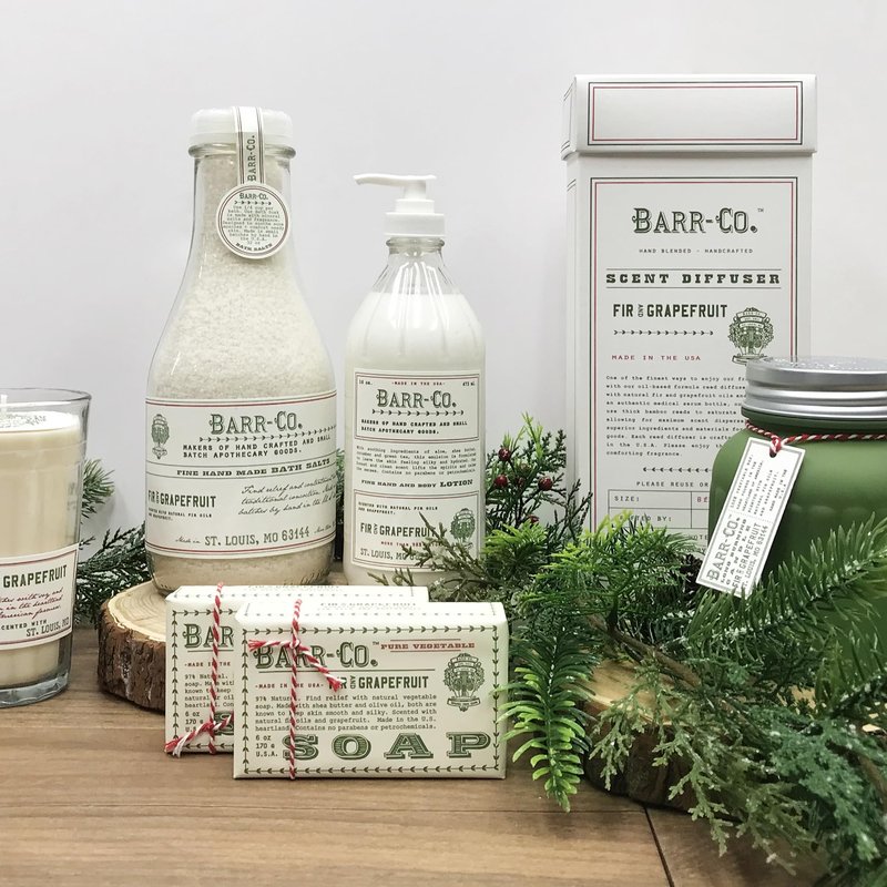 Barr-Co. Fir & Grapefruit Fine Hand Made Bath Salts, Woody & Citrus Bathing Salt, Relaxing Bath Products for Women & Men, 32 oz