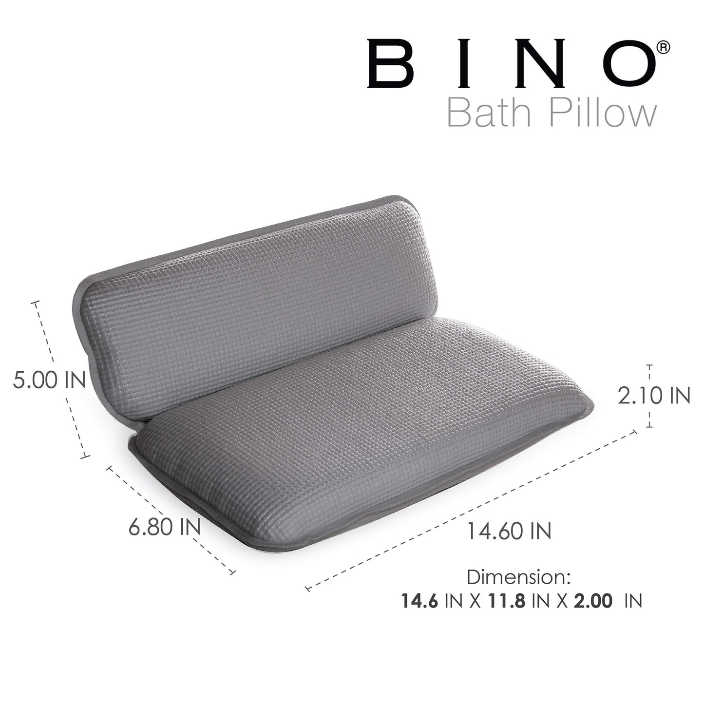 BINO | Non-Slip Cushioned Bath Pillow with Suction Cups, Mint Green | Spa Pillow Bath Pillows for Tub | Neck and Back Support | Bathtub Pillows | Tub Rest Accessories
