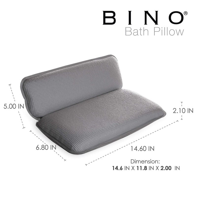BINO Non-Slip Cushioned Bath Pillow with Suction Cups, Mint Green - Spa Pillow Bath Pillows for Tub Neck and Back Support Bathtub Pillow Bath Pillows for Tub Bath Accessories Set Bath Tub Pillow Rest