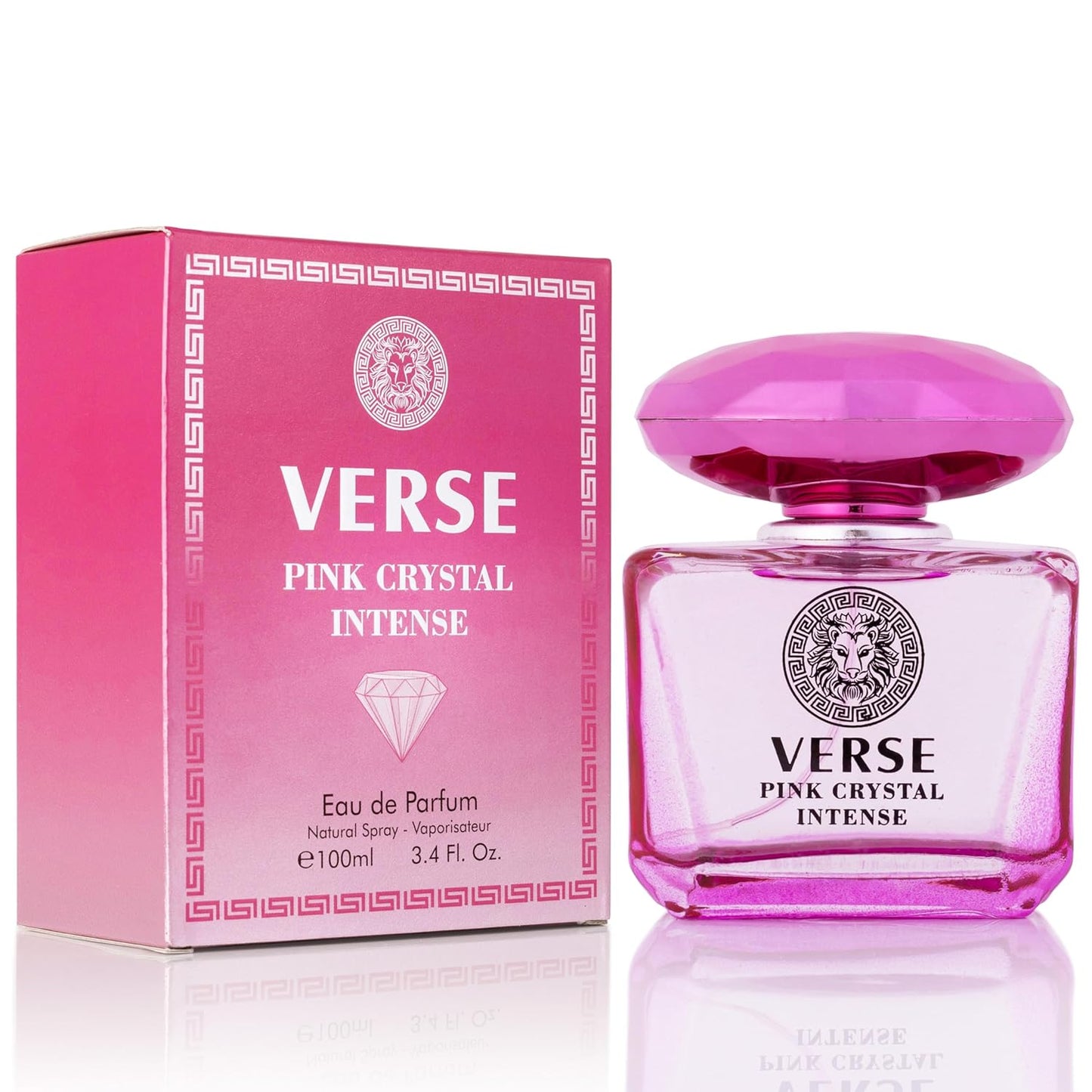 Verse Pink Crystal Intense for Women - Fruity Floral Perfume 3.4 fl Oz | Amber & Musk Notes in Elegant Bottle