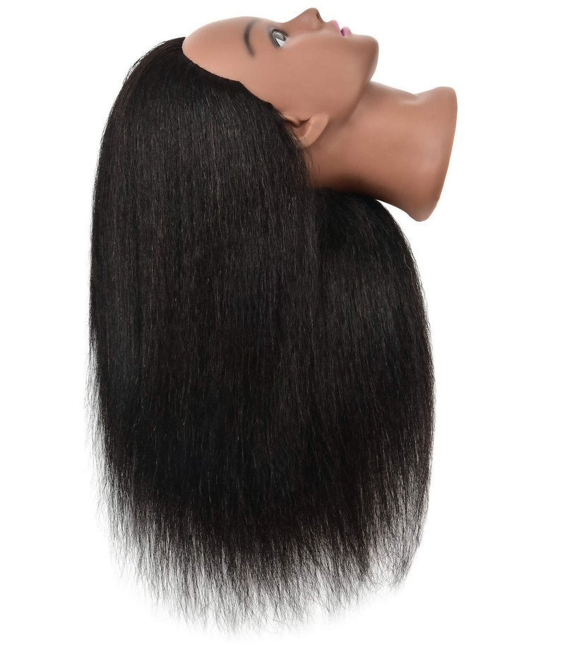 RYHAIR 100% Human Hair Mannequin Head with Stand for Hairdresser Practice Braiding Styling Manikin Cosmetology Makeup Manican Doll Training Display