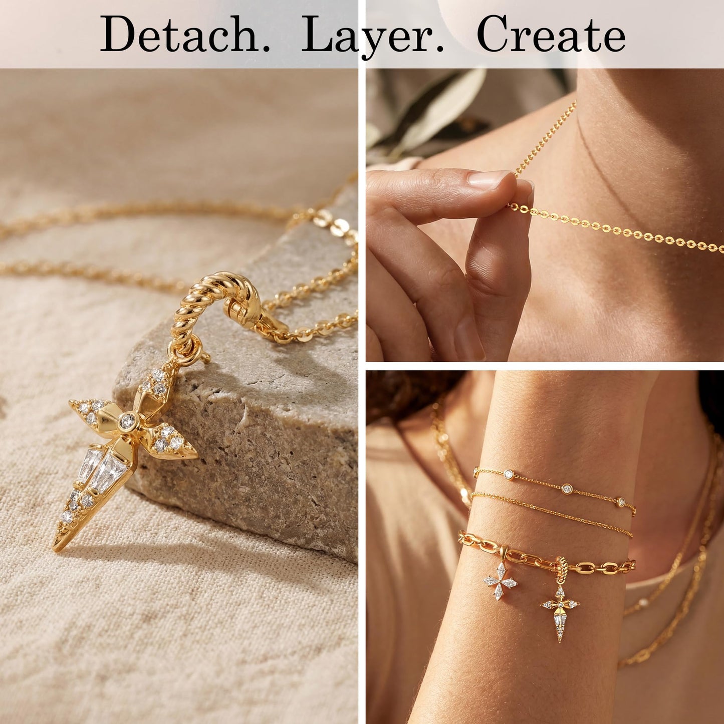 WEARON Cross Necklace for Women, Dainty 14K Gold Plated CZ Cross Pendant, 18inch Adjustable Chain, Non Tarnish Christian Faith Jewelry Gift for Wife Mother Friends
