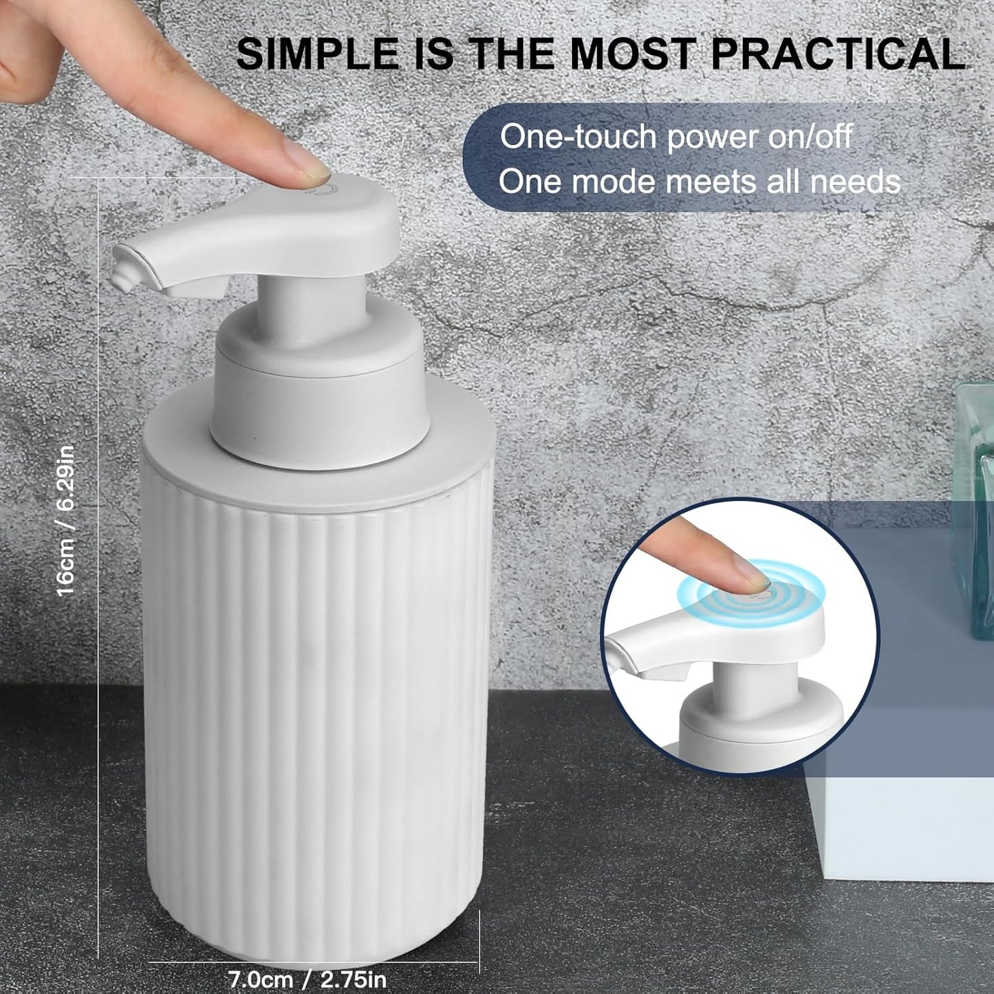 Skiennix Touchless Soap Dispenser - Rechargeable 9oz Electric Liquid Dispenser for Kitchen & Bathroom