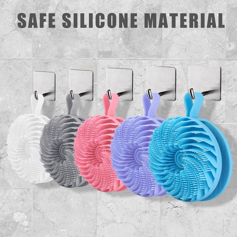 Douji Double-Sided Silicone Body Scrubber Shower Bath Brush, Handheld Cleansing Skin Brush for Sensitive Kids Women Men All Kinds of Skin（Purple）
