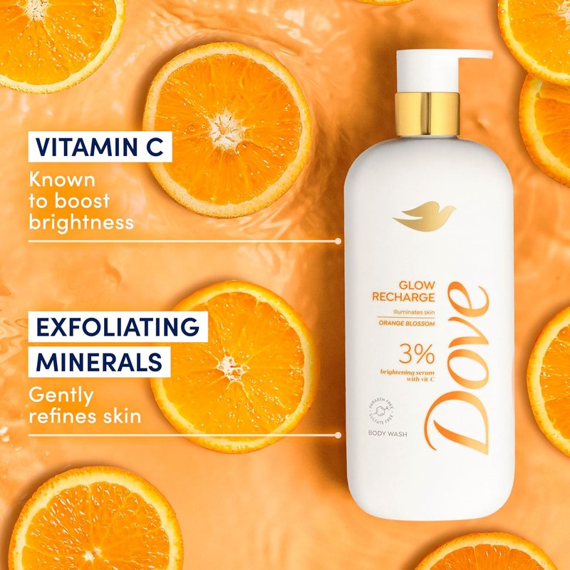 Dove Exfoliating Body Wash - Energizing Glow With 3% Brightening Serum & Vitamin C | 18.5 oz