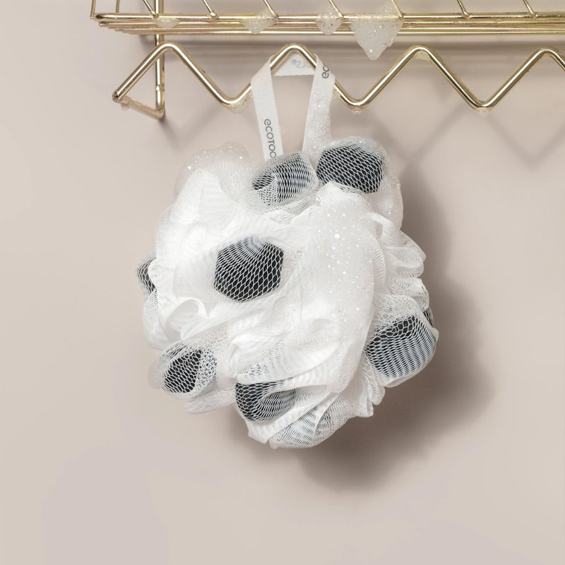 EcoTools Lathering EcoPouf Body Loofah, Exfoliating Shower Sponge Made with 100% Recycled Netting, Bath Pouf for Rich Lather, 1 Count