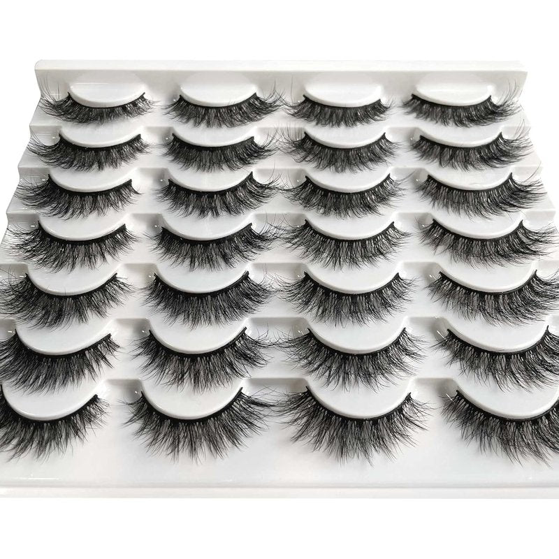 Skiennix 15mm 3D Mink False Eyelashes - Natural Look Wispy Cat Eye Style | 14 Pairs Pack