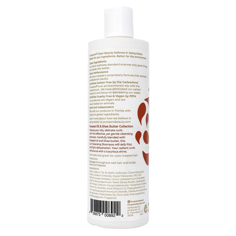 Purezero Flaxseed Oil & Shea Butter Shampoo and Conditioner Set - Curl Care - For Curly Hair Detangle & Defrizz - Zero Sulfates/Parabens/Dyes -100% Vegan & Cruelty Free - Great For Color Treated Hair