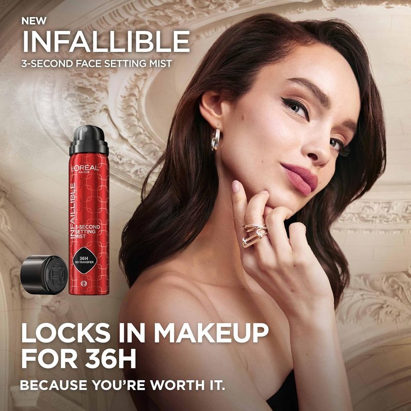 L'Oreal Paris Infallible Setting Spray Mist - Microfine 36HR Hold | Clear, 1.76 oz (Pack of 2)
