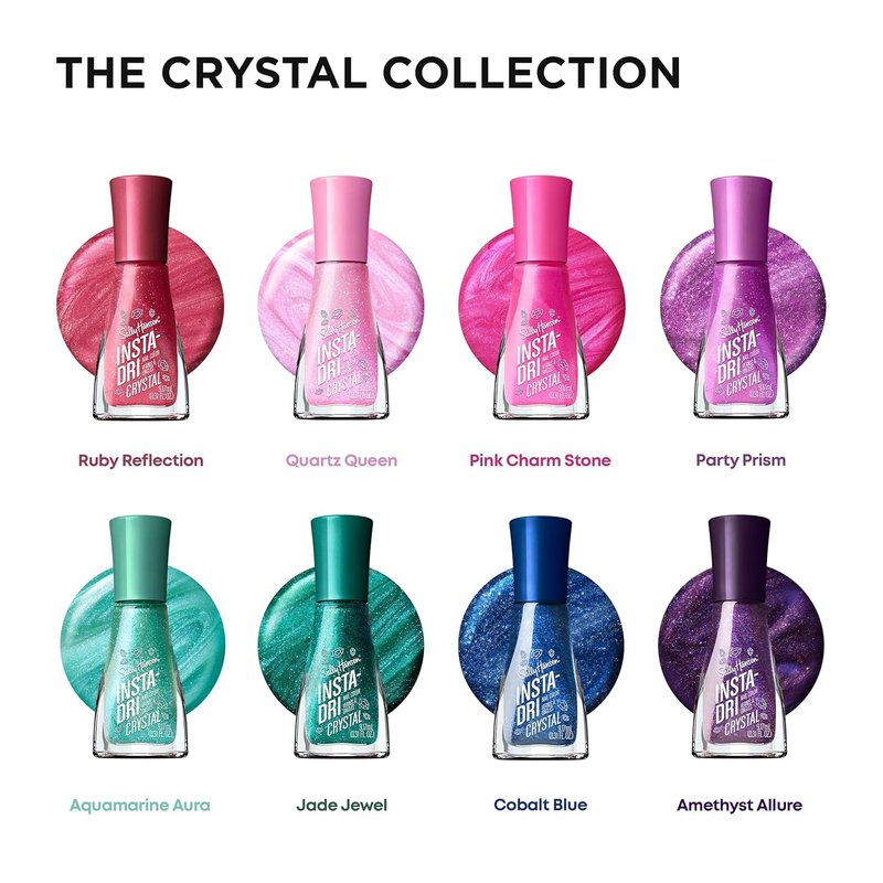 Sally Hansen Crystal Nail Polish - Quick Dry, Streak-Free Shine | Holographic Ruby Red | 117 Ruby Reflection