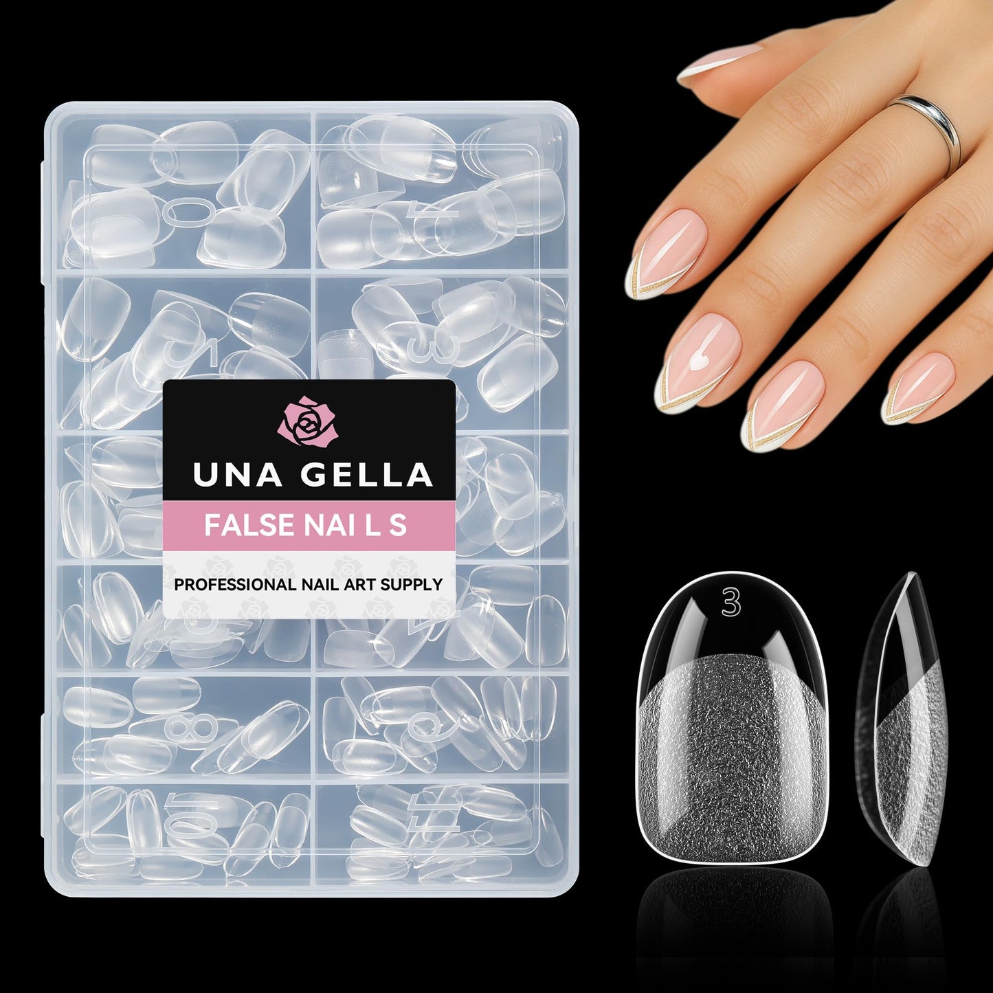UNA GELLA Short Oval Round Nail Tips Pre Etched Short Oval Gel Nail Tips Soft Gel Full Cover Press on Nails for Nails Extension Art DIY Salon 216Pcs 12 Sizes
