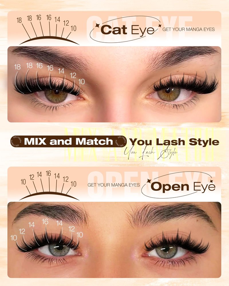 Manga Lash Clusters with Spikes Fairy Eyelash Clusters Spider Lash Cluster Eyelash Extensions Fluffy Lashes Clusters CD Curl Wispy Individual Lashes Extensions by Delyneph