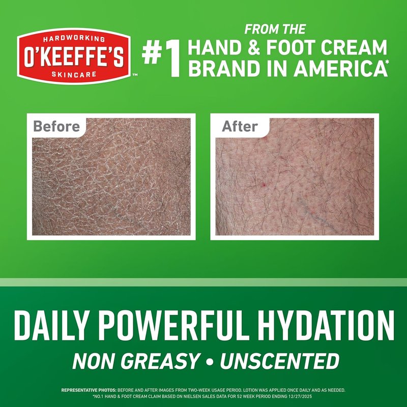 O’Keeffe’s Hardworking Body Lotion - Daily Hydration for Dry Skin | 12 oz Pump, Non-Greasy & Lightweight Formula