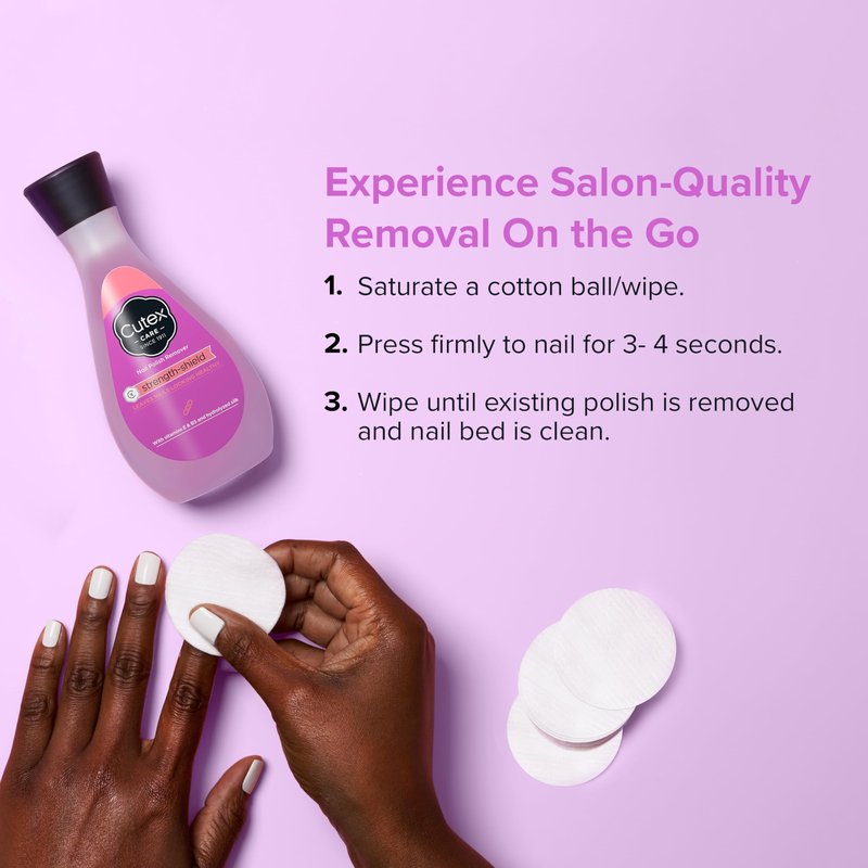 Cutex Strength Shield Nail Polish Remover, Leaves Fingernails & Toenails Looking Healthy, Contains Vitamins E, B5 & Hydrolyzed Silk, 6.7 fl oz