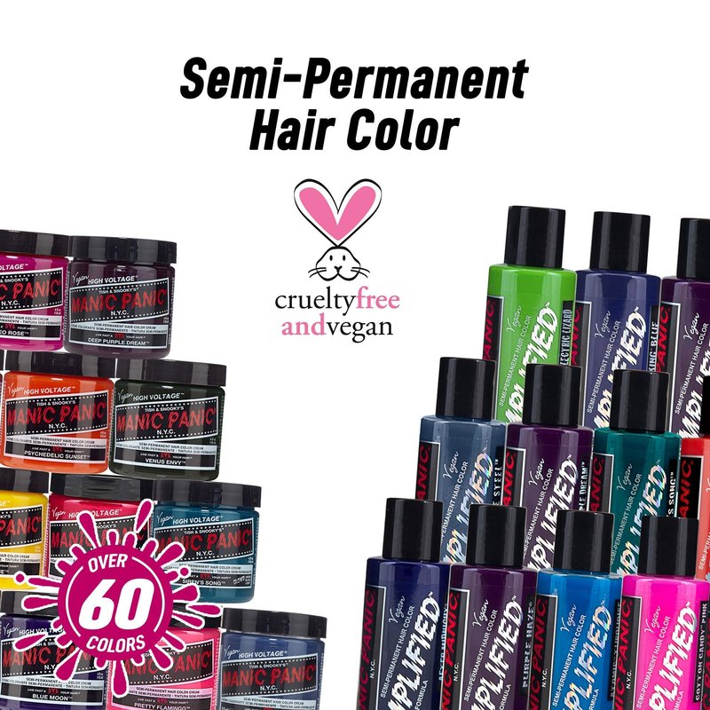 MANIC PANIC Classic Ultra Violet Semi Permanent Hair Color - Blue-Toned Purple Hair Dye for Women & Men That Lasts 4-6 Weeks - Vegan, Ammonia & Cruelty-Free - Create & Mix Custom Shades (4oz / 3pk)