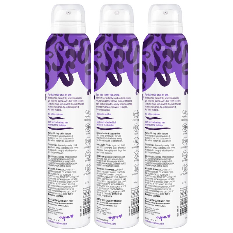 Not Your Mother's Plump For Joy Dry Shampoo (3-Pack) - 4.4 oz Each - Instant Oil Absorption for Soft, Clean Hair - Orange Mango - Body Building Hair Refresh Between Washes