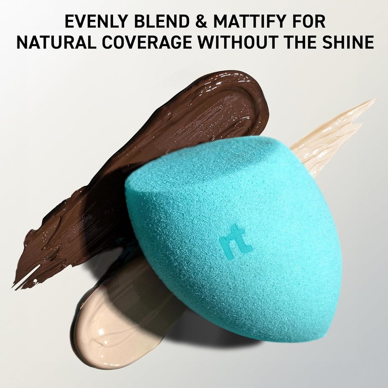 Real Techniques Miracle Airblend Sponge - Matte Makeup Blending Sponge for Liquid & Cream Products, Latex-Free, 1 Count