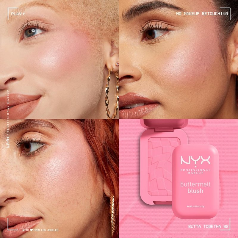 NYX Buttermelt Powder Blush - Fade & Transfer-Resistant Vegan Formula | Long-Lasting 12HR Wear