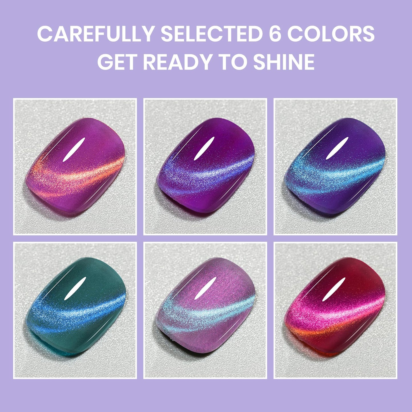 SUPWEE Cat Eye Nail Polish Set, Quick Dry Magnetic Nail Polish Non Gel with Magnet, Multi-Color Holographic Glitter Cateye Nail Lacquer High Glossy DIY Salon Gift for Women Girl