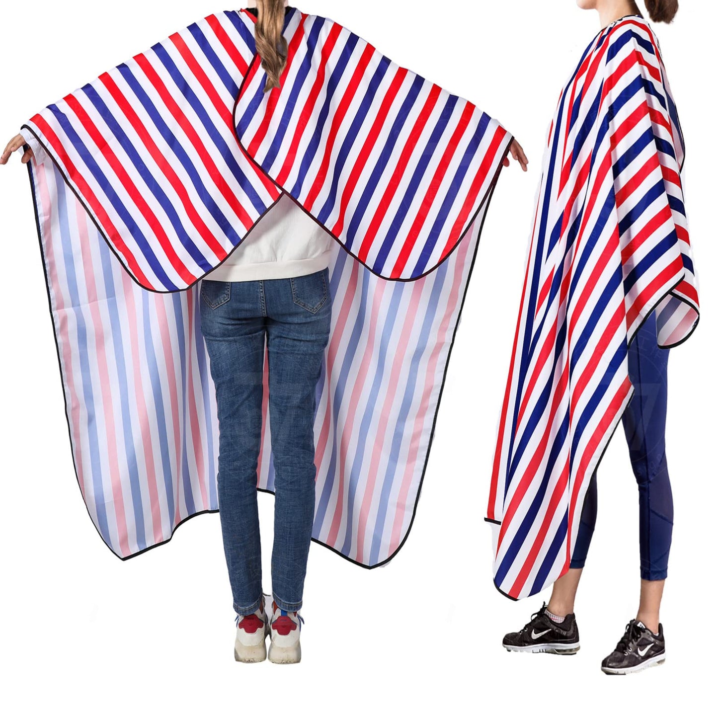 YELEGAI Professional Hair Cutting Cape with Neck Duster Brush, Large Size Salon Barber Cape for Men, Women and Kids(Multicolor Stripes)