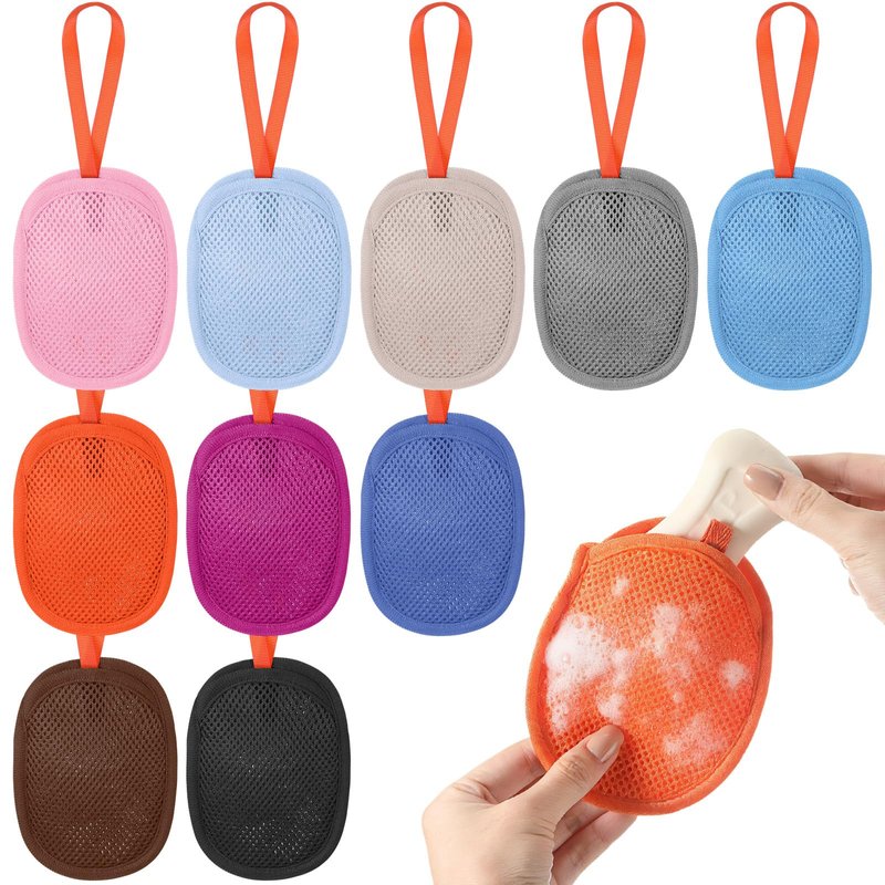 Ferrochef 10 Pcs Mesh Soap Saver Bags Colorful Exfoliation Bar Lathering Soap Pouches Double Sided Pocket Bags for Rich Lather Body Face Cleaning