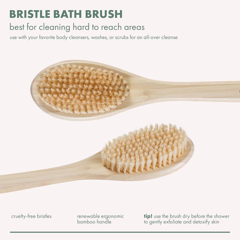 EcoTools Bath Brush - Long Handle Exfoliating Shower Brush for Back & Hard-to-Reach Areas | Vegan, Cruelty-Free Nylon Bristles
