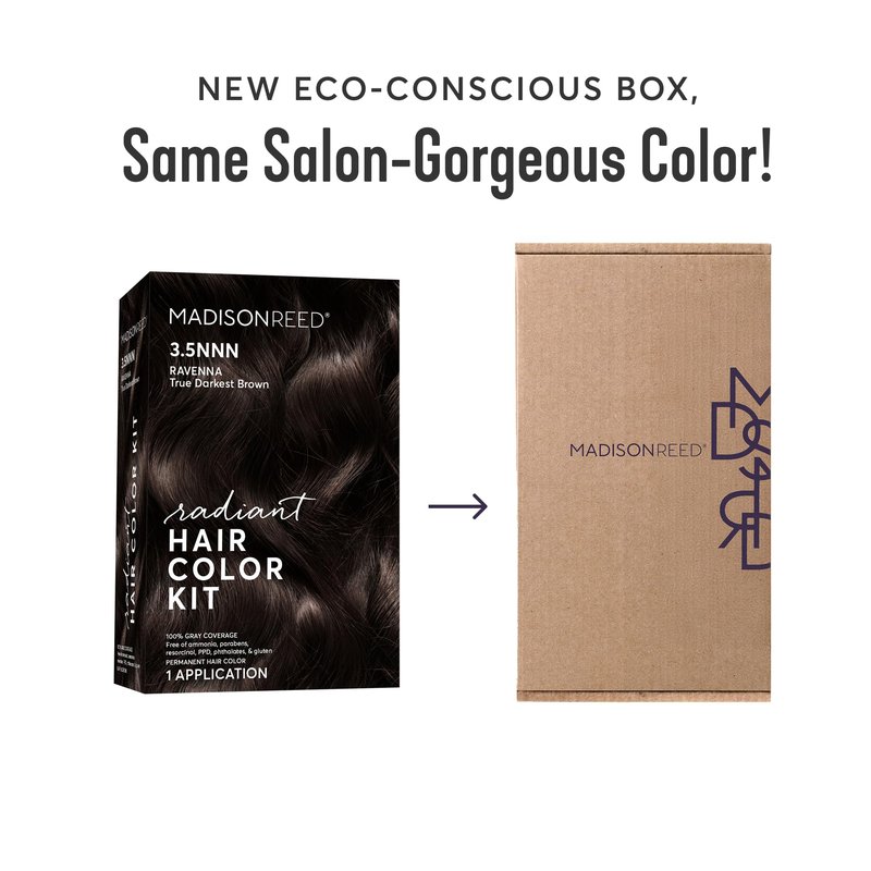 Madison Reed Radiant Hair Color Kit - 3.5NNN Darkest Brown-Black (Ravenna Brown), 100% Gray Hair Coverage Permanent Hair Dye for Resistant Grays | PPD-Free & Ammonia-Free, 1 Pack
